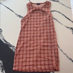Plaid Sleeveless Dress in Brown